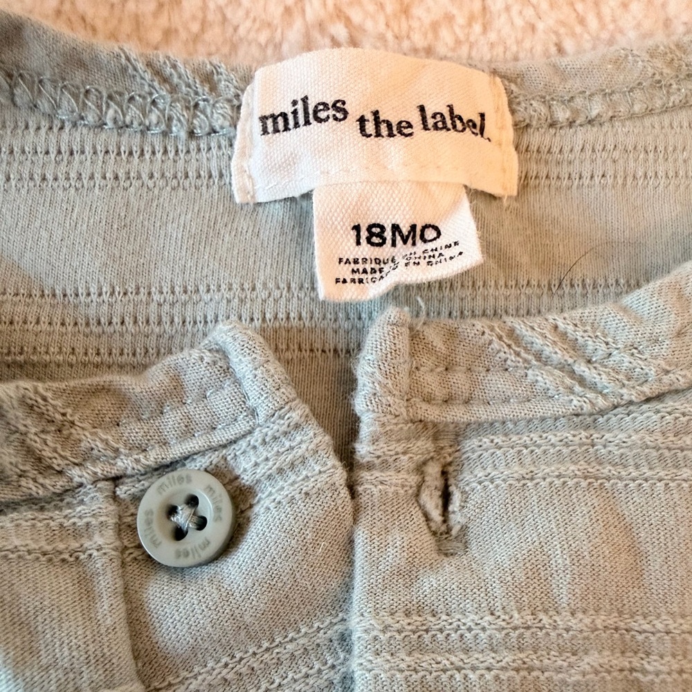 Miles the Label 18m Sage Green Henley jumpsuit